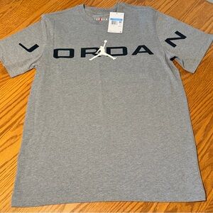 Jordan Gray and Black Men's T-Shirt Medium